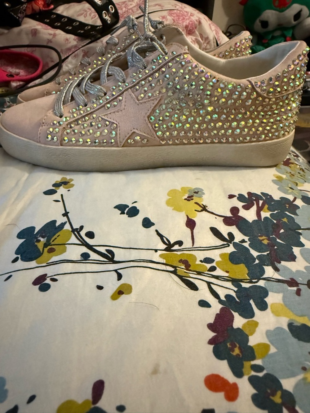 Miracle Miles Blush Pink Crystal-Studded Sneakers